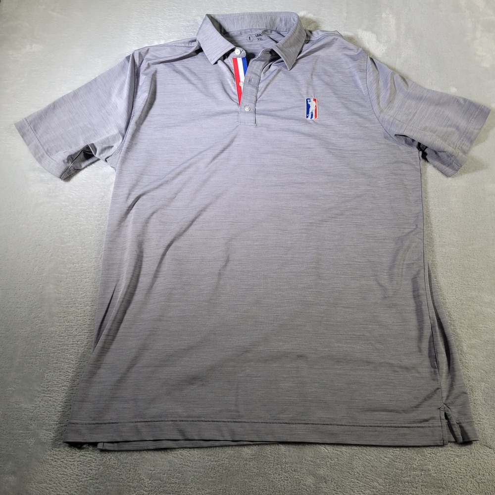 USAG Shirt Mens XXL Heather Gray Golf Polo Short Sleeve Performance Logo Fun